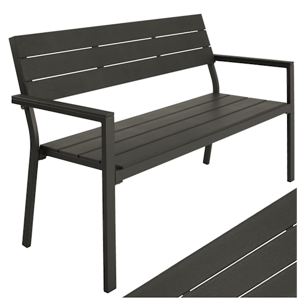 tectake Trädgårdsbänk Line 2-sits med aluminiumram 128x59x88cm Mörkgrå