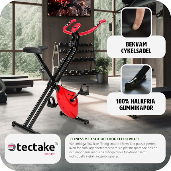 tectake Motionscykel FitX-Bike, hopfällbar med träningsdator - 113 x 41 x 81 cm Svart
