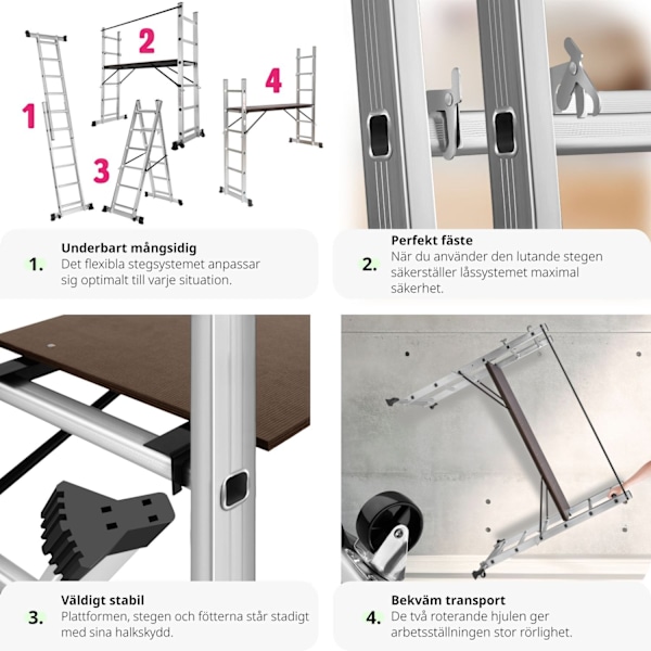 tectake Byggställning - Universalstege Silver