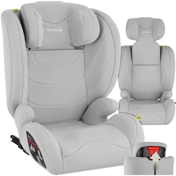 tectake Bilbarnstol Levi, i-Size-godkänd, med ISOFIX Ljusgrå