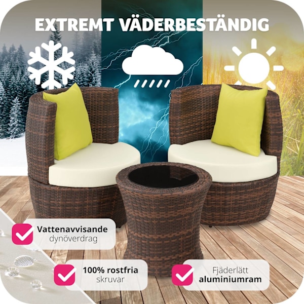 tectake Loungeset i konstrotting Nice 2+1+1 Brun