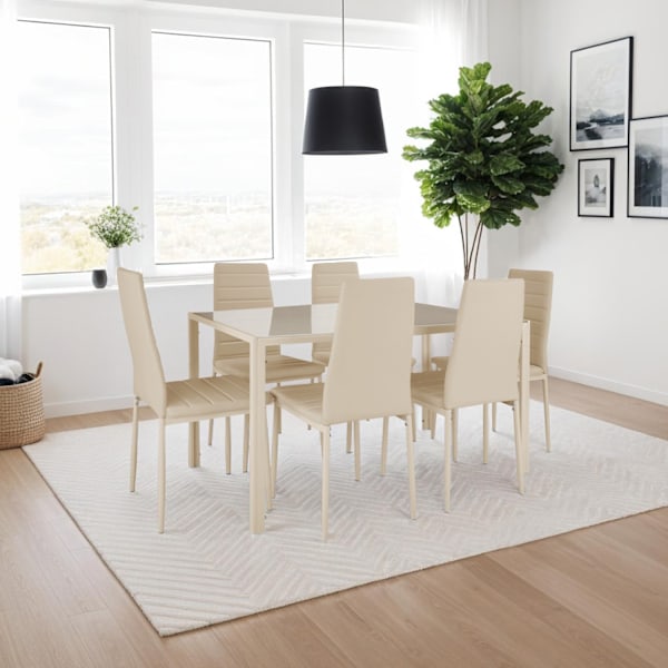 tectake Matstolar konstläder -  Uppsättning om 8 Beige