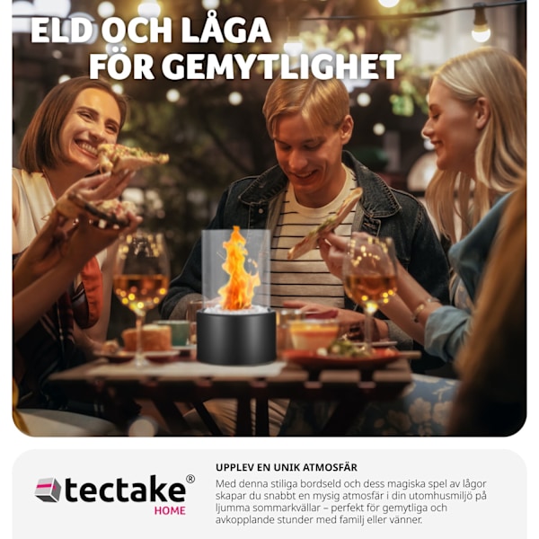 tectake Bordskamin med bioetanol Damine, värmebeständig, 2 brännkammare Svart