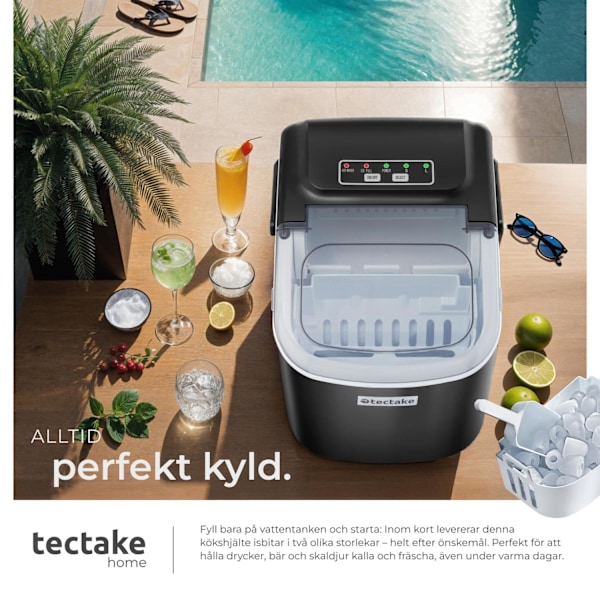 tectake Ismaskin Arctic, 1,2 L, 2 isbitsstorlekar Svart