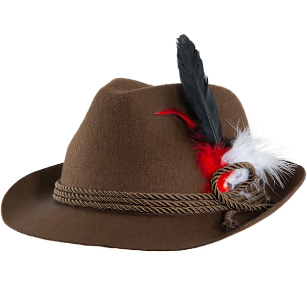 tectake Brun traditionell bayersk hatt med fjäder Brun