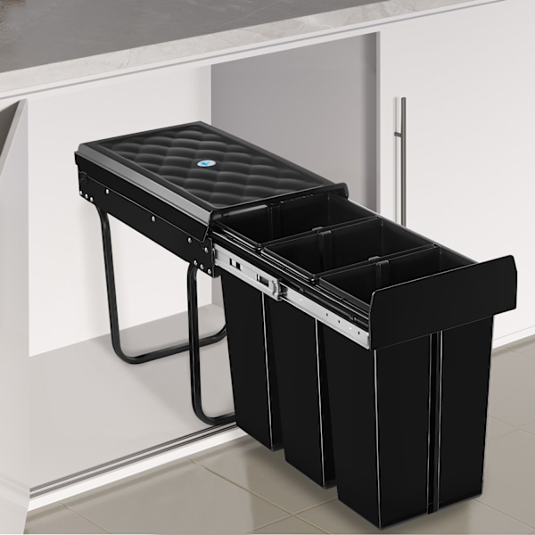 tectake Sopsortering Ashlyn, 3-kärl, 30L Svart