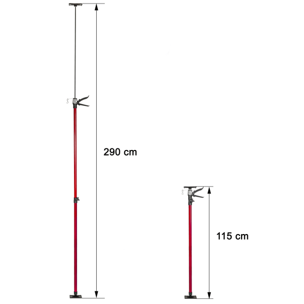 tectake 2 takstöd 115 – 290cm Röd