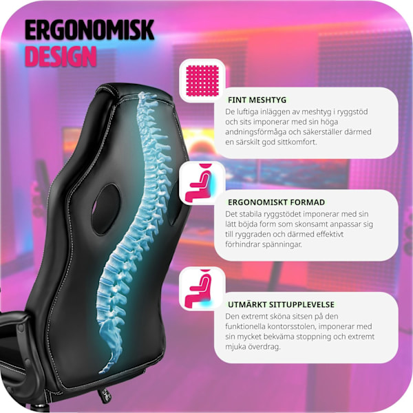 tectake Gamingstol Tyson Svart