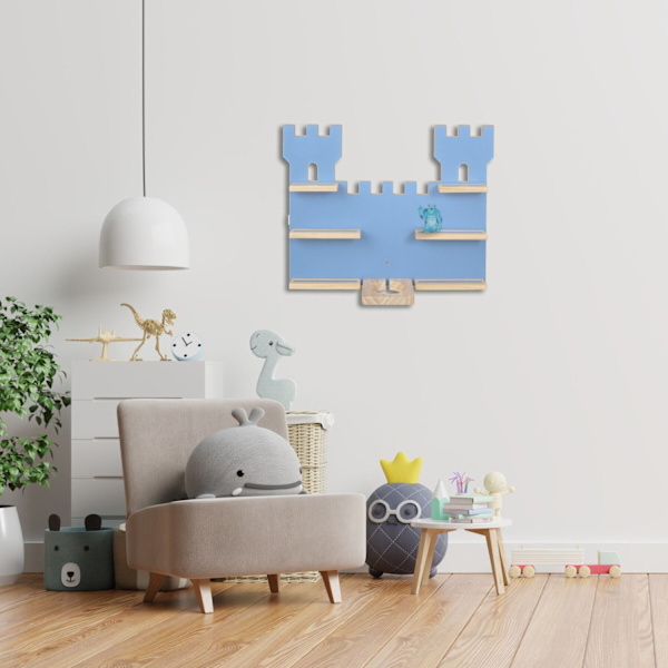 tectake Vägghylla MyLittleStory Fortress för upp till 16 Tonies Blå