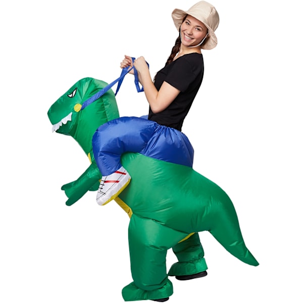 tectake Uppblåsbar maskeraddräkt Dinosaurie-tämjare Grön