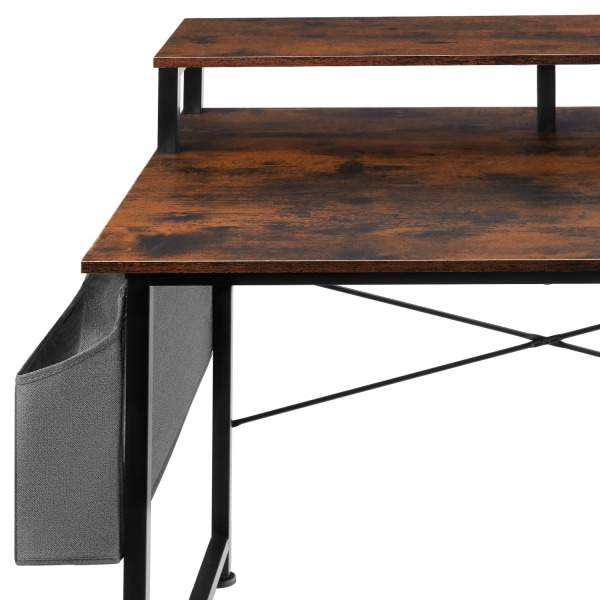 tectake Skrivbord med hylla och tygpåse -  120 cm Mörkbrun