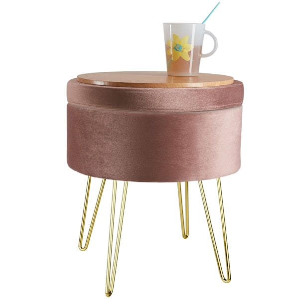 tectake Sittpuff med förvaringsutrymme Ava Ljusrosa
