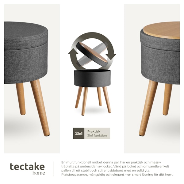 tectake Sittpuff med förvaringsutrymme Yara Mörkgrå