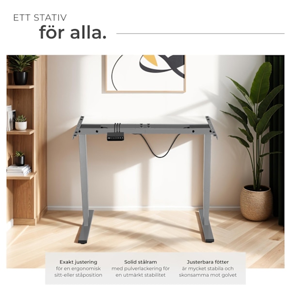 tectake Höj- och sänkbart skrivbord Twain grå