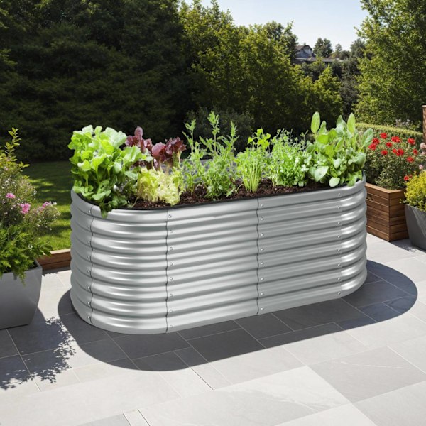 tectake Odlingslåda Flormma i galvaniserat stål 804 L, 160x80x80cm Silver