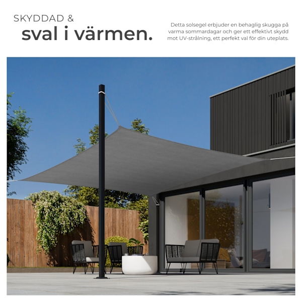 tectake Solsegel i polyeten kvadratiskt, grå - 400 x 400 cm grå