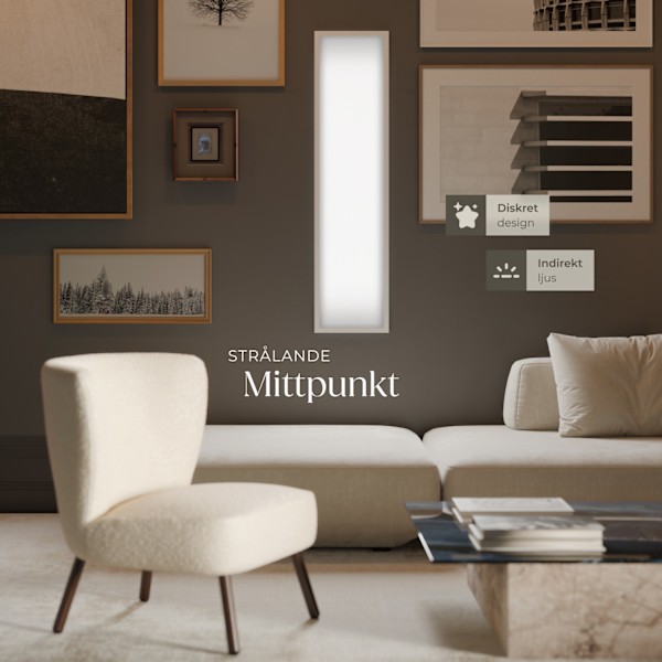 tectake LED-panel Lucerna, ultratunn, varmvit, strömsnål - 119,5 x 29,5 cm Vit