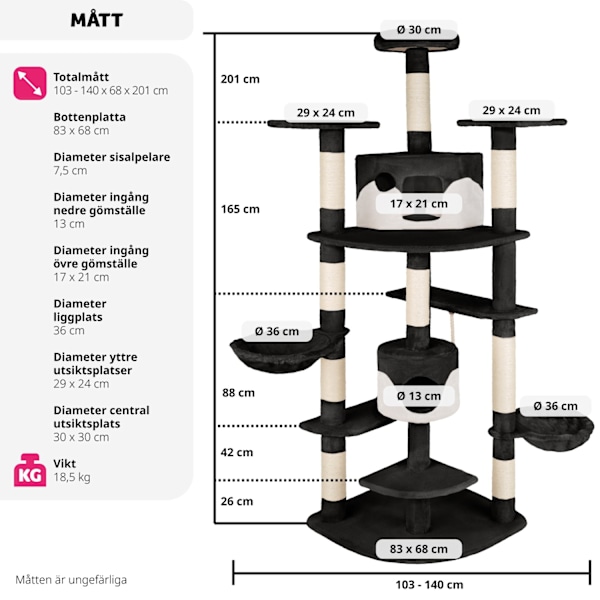 tectake Katt klösträd, klösmöbel Filippa Vit