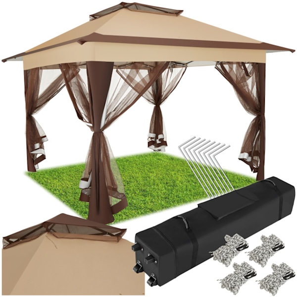 tectake Paviljong Carabobo 3,64x3,64x2,94m Brun