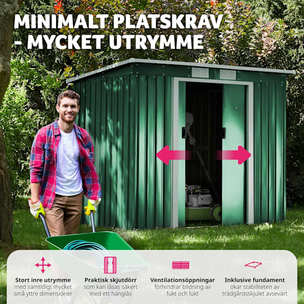 tectake Redskapsbod med snedtak 213x130x173cm Grön