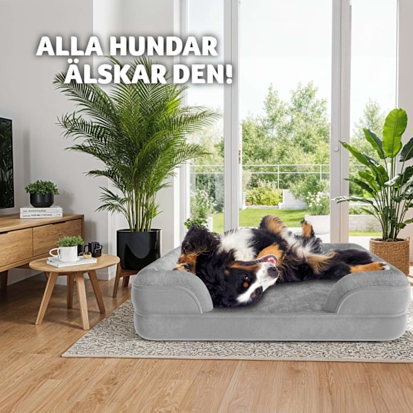 tectake Ortopedisk hundbädd Kimba med hög kant - L (94 x 72 x 18 cm) grå