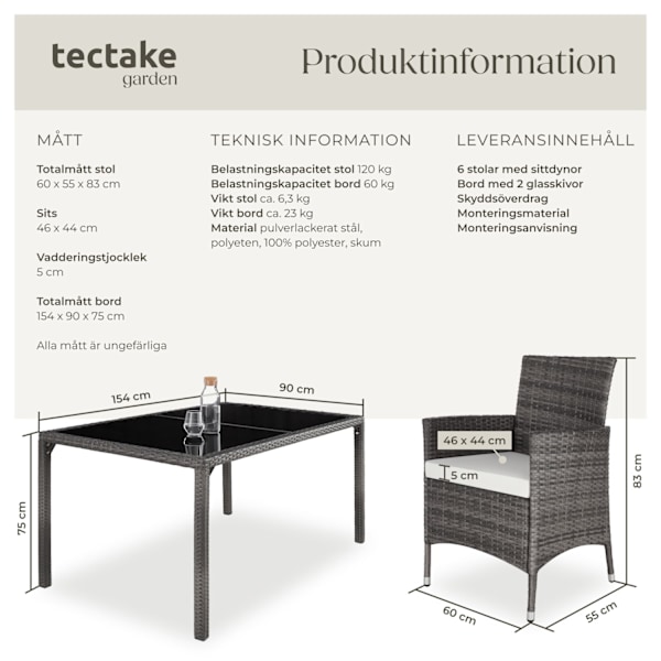 tectake Matgrupp i konstrotting Vit
