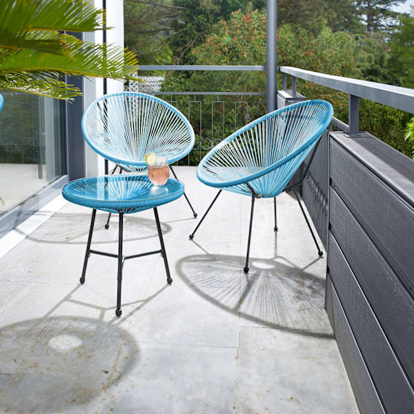 tectake 2-set Loungestol Santana med bord Blå
