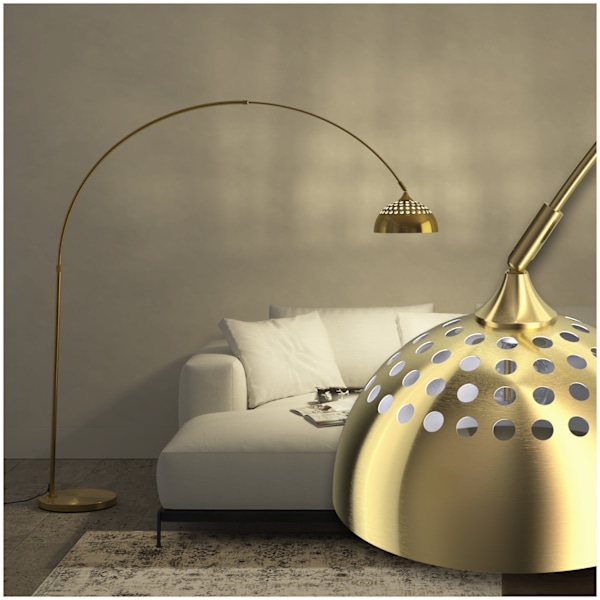 tectake Golvlampa Arcus, stål, 60W Guld