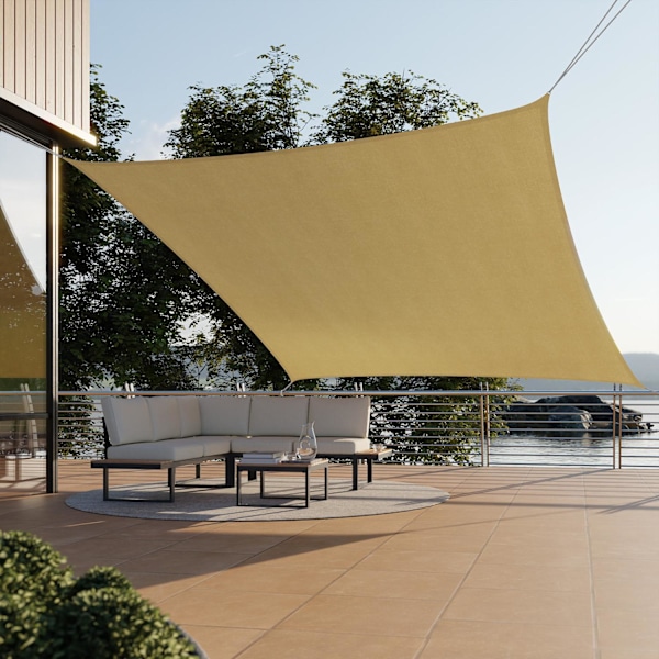 tectake Solsegel i polyeten kvadratiskt, beige - 300 x 300 cm Beige