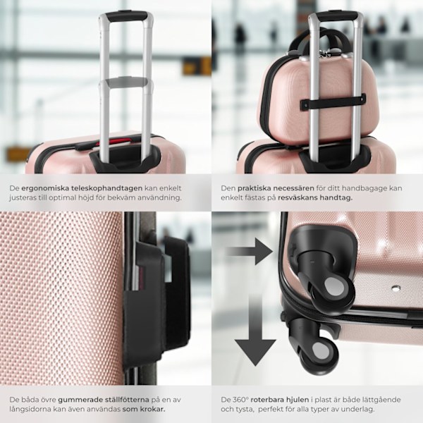 tectake Resväskor 4 set Pucci, bagage av ABS-hårdplast RoseGold