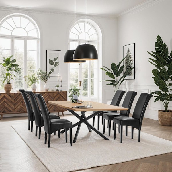 tectake Ergonomisk matstol i robust trä -  Uppsättning om 6 Svart