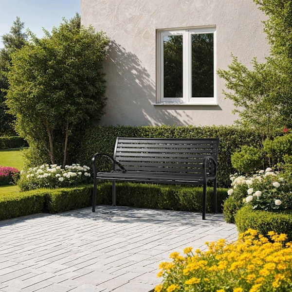 tectake Trädgårdsbänk Pino 3-sits 126x62x81,5cm Svart