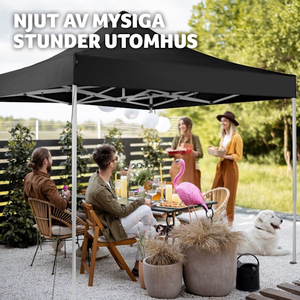 tectake Hopfällbar partytält Olivia 3x3 m med 2 sidodelar Svart