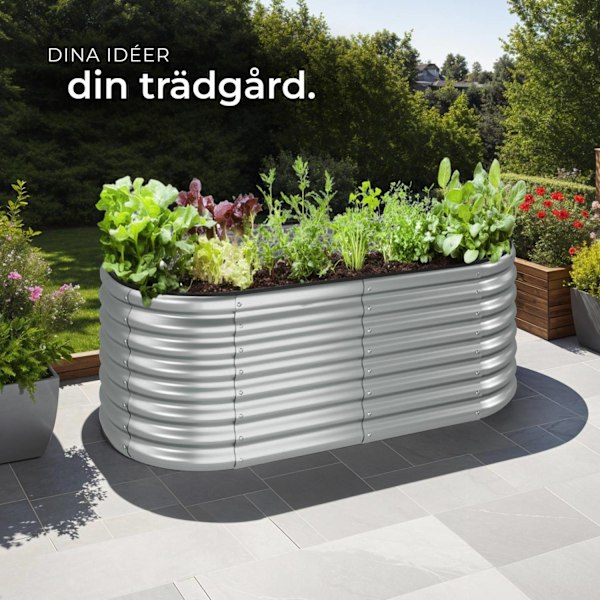 tectake Odlingslåda Flormma i galvaniserat stål 804 L, 160x80x80cm Silver