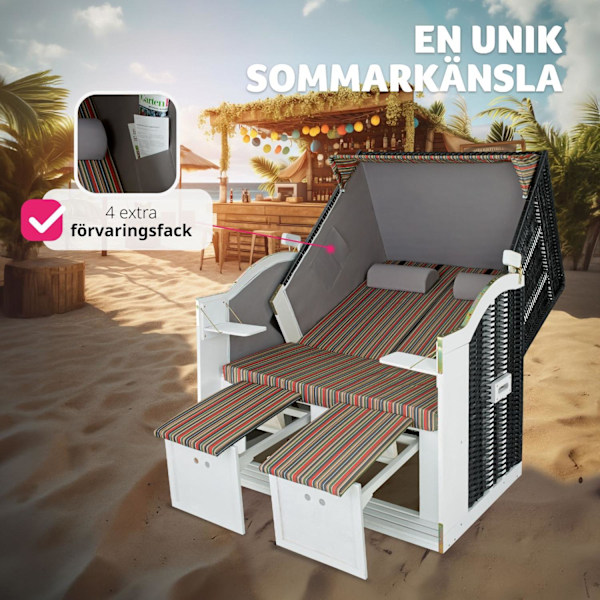 tectake Strandkorg med dyna, inklusive skyddsöverdrag multifärg