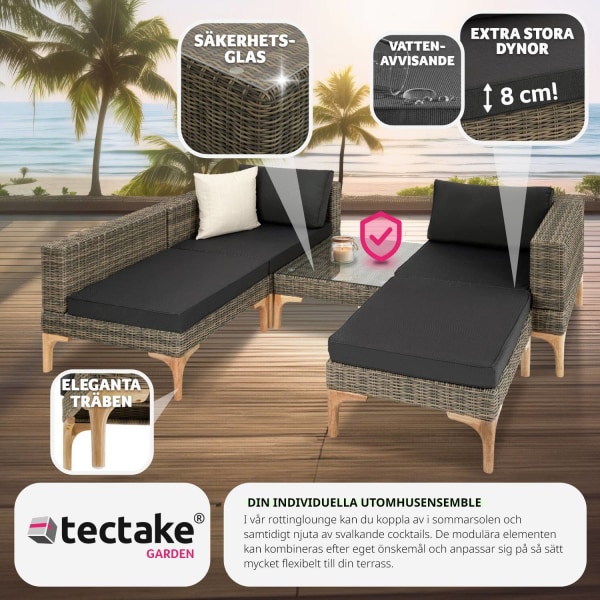 tectake Loungeset med aluminiumram Konstanza Natur