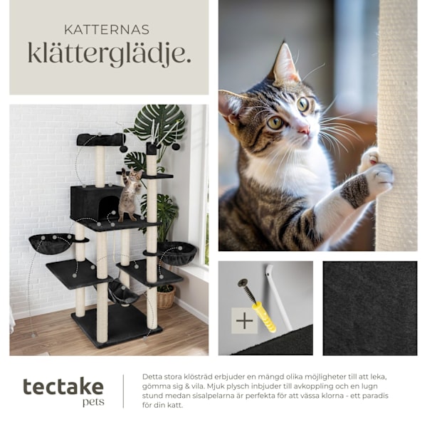 tectake Katt klösträd, klösmöbel Lilou Svart