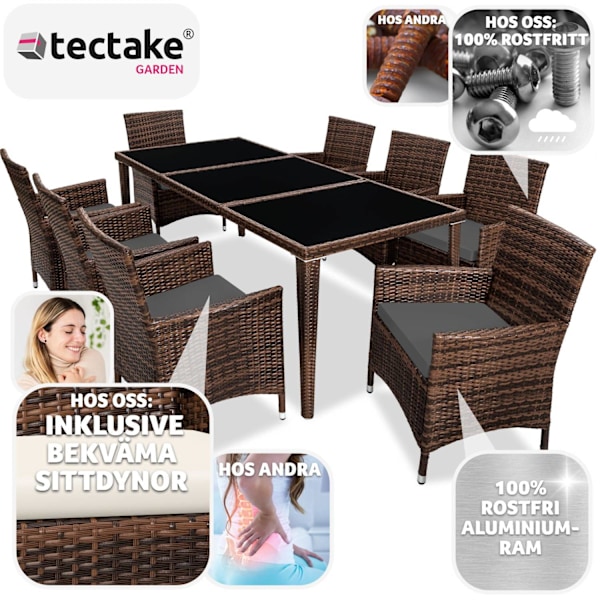 tectake Matgrupp Menorca i konstrotting Brun
