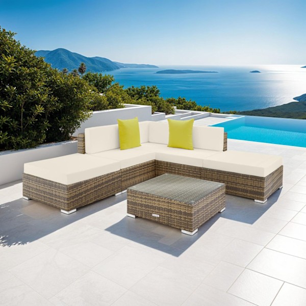 tectake Loungeset i konstrotting Paris Natur