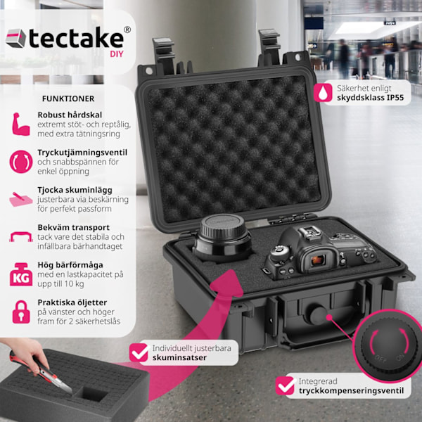 tectake Kameraväska - S Svart