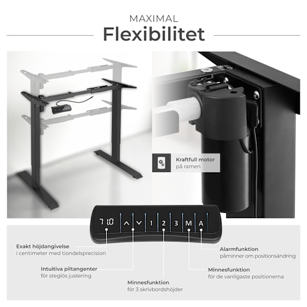 tectake Höj- och sänkbart skrivbordsstativ Piotr Svart