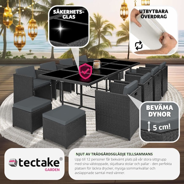 tectake Matgrupp New Orleans i konstrotting Svart