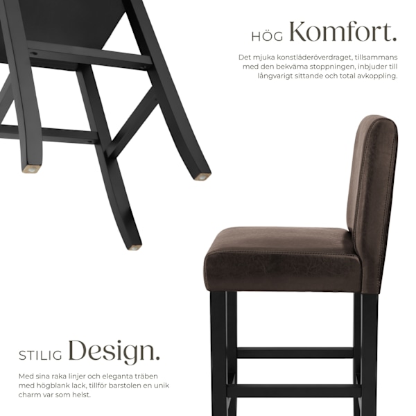 tectake Barstol i konstläder -  per styck Brun