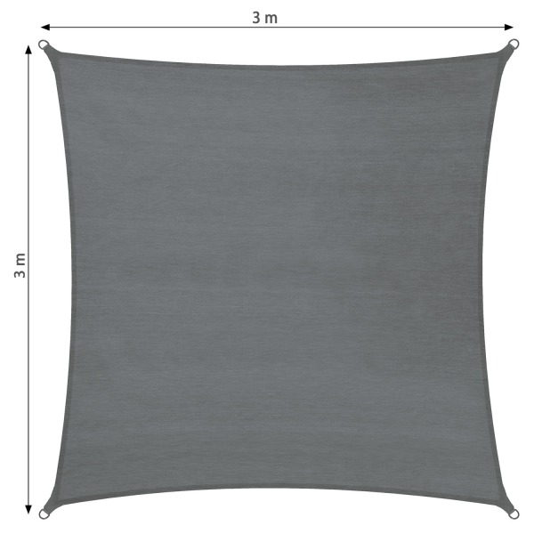tectake Solsegel i polyeten kvadratiskt, grå - 300 x 300 cm grå