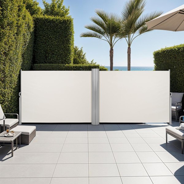 tectake Sidomarkis dubbel i Aluminium - 180 x 600 cm Beige