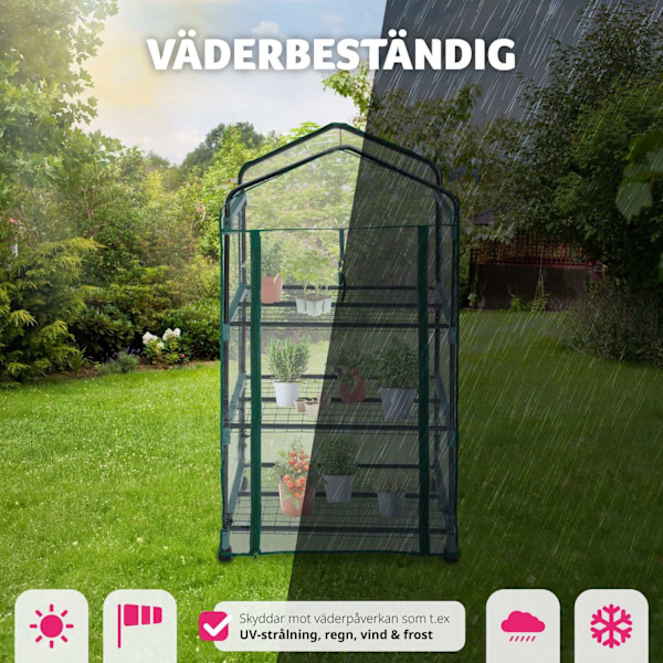 tectake Mobilt växthus med 3 hyllplan 69x49x133cm Transparent