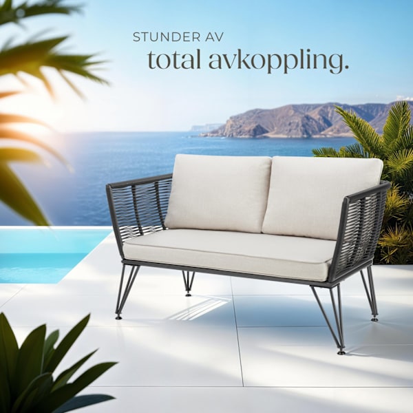 tectake Utesoffa Sundo med konstrotting i repdesign Grafitgrå
