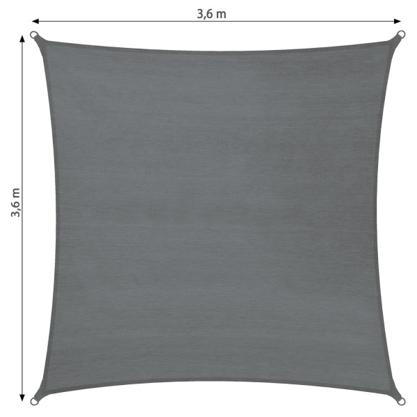 tectake Solsegel i polyeten kvadratiskt, grå - 360 x 360 cm grå