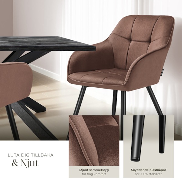 tectake Stol Marilyn, sammet, vadderad -  per styck Svart