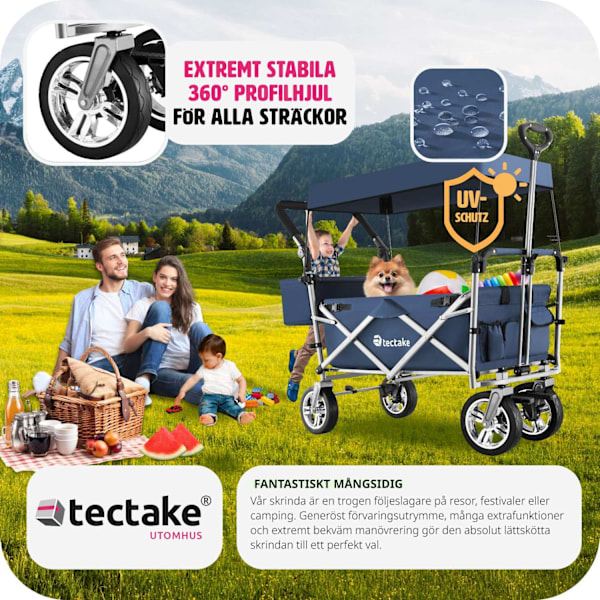 tectake Nico hopfällbar skrinda med bärväska, lastkapacitet 80kg Blå